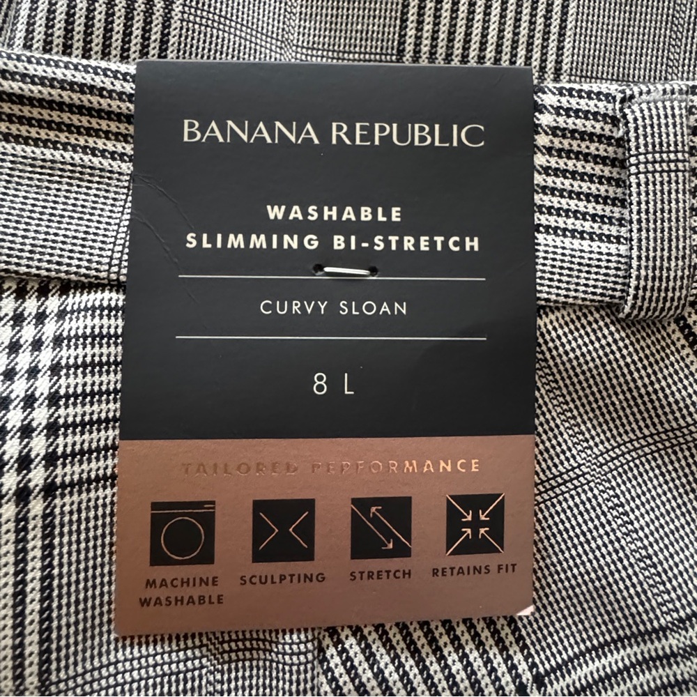 NWT Banana Republic Sloan Curvy Ankle Pants Plaid 8 Tall Career Office - Picture 7 of 15